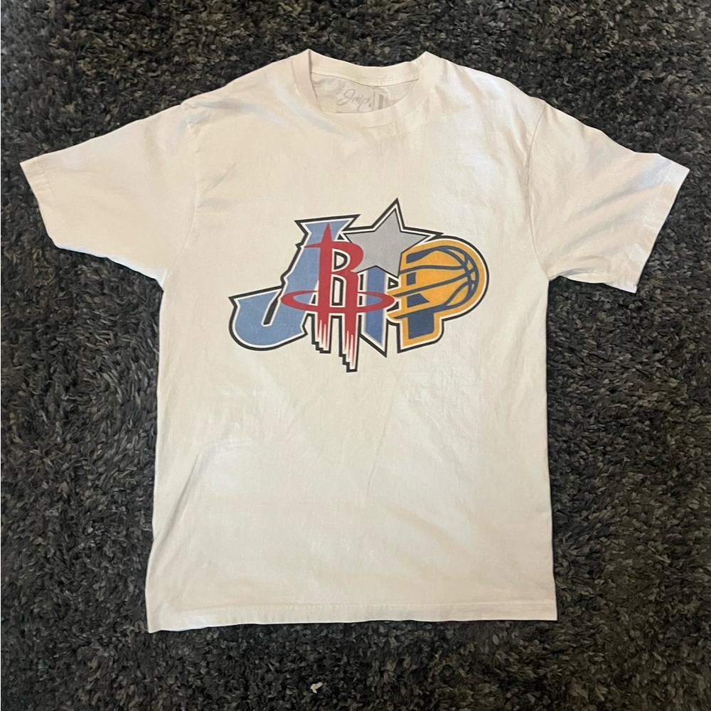 White Graphic T-Shirt with Sports Logos